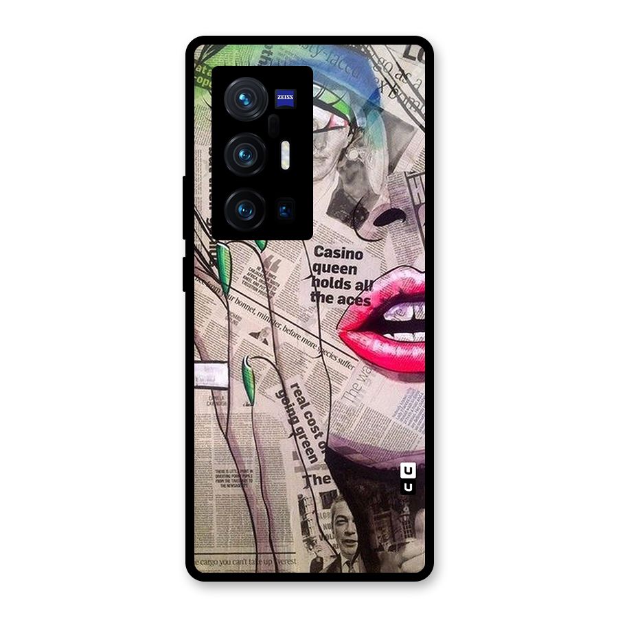 Newspaper Girl Art Glass Back Case for Vivo X70 Pro Plus