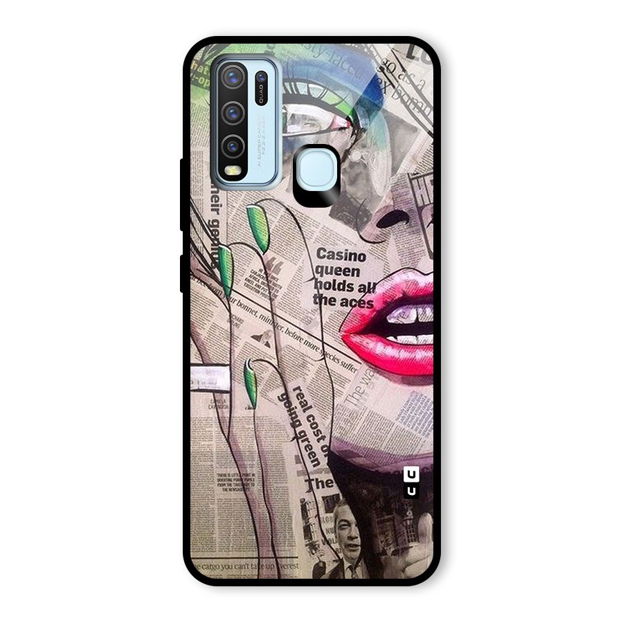 Newspaper Girl Art Glass Back Case for Vivo Y30