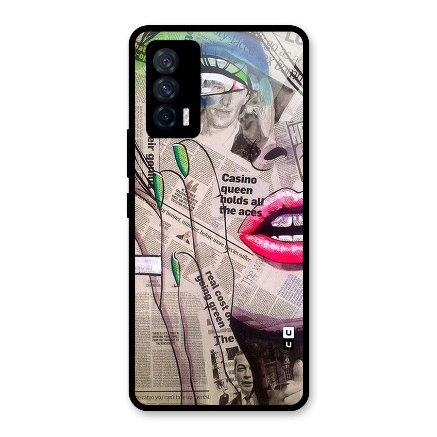 Newspaper Girl Art Glass Back Case for Vivo iQOO 7 5G