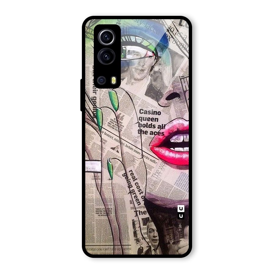 Newspaper Girl Art Glass Back Case for Vivo iQOO Z3