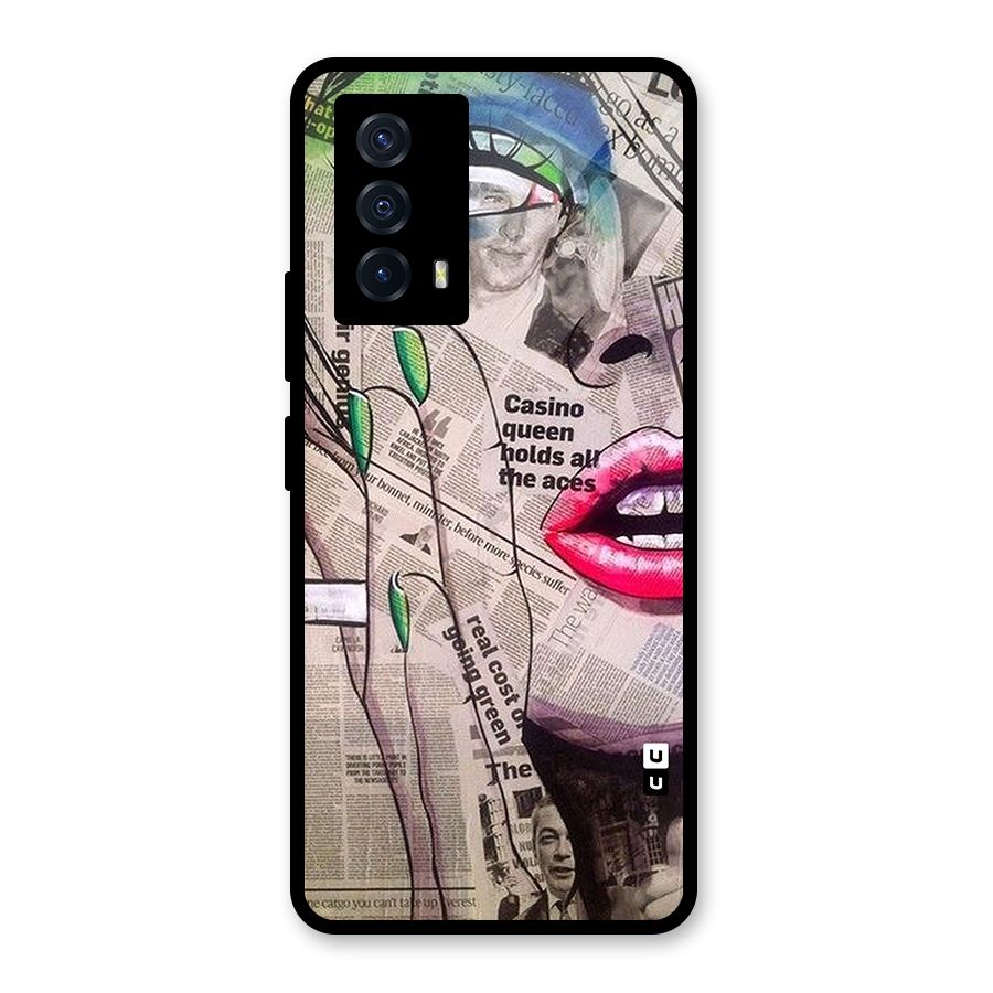 Newspaper Girl Art Glass Back Case for Vivo iQOO Z5