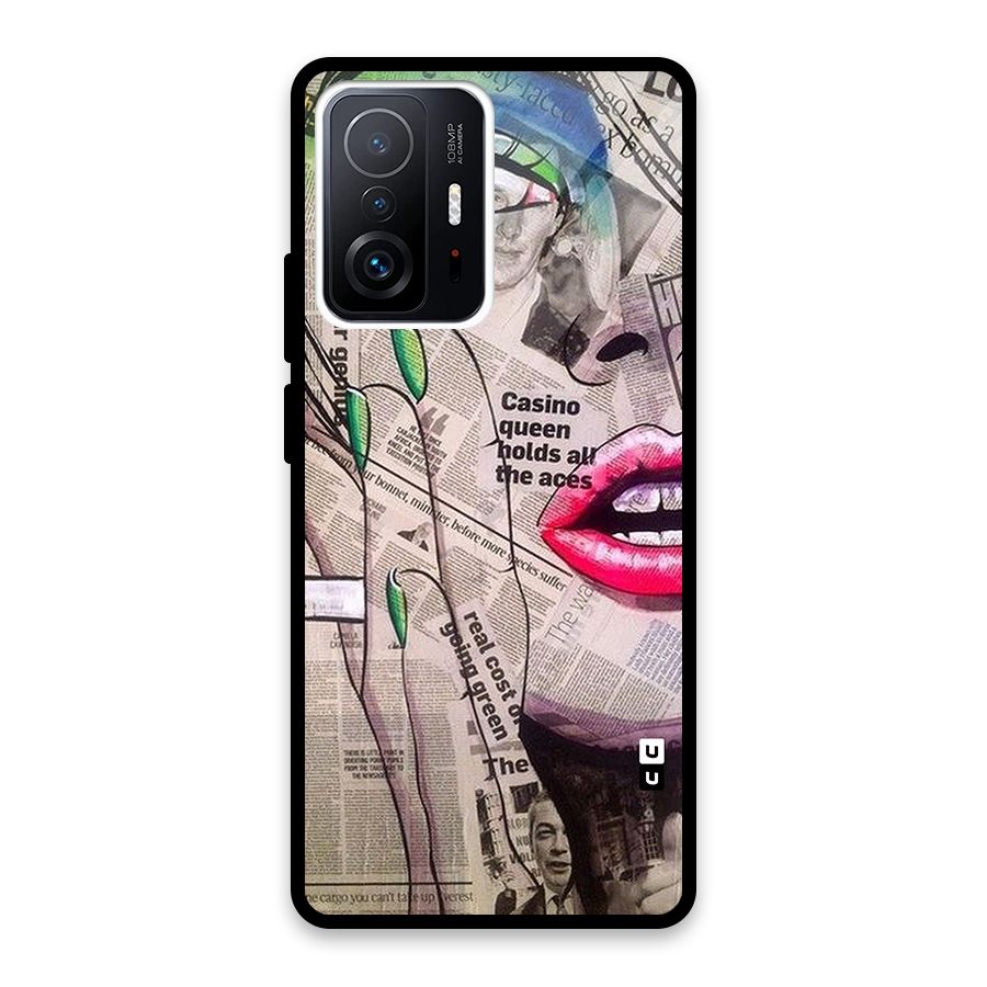 Newspaper Girl Art Glass Back Case for Xiaomi 11T Pro