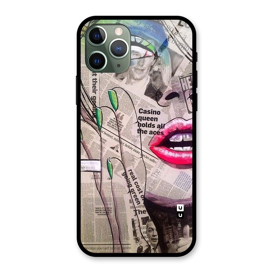 Newspaper Girl Art Glass Back Case for iPhone 11 Pro