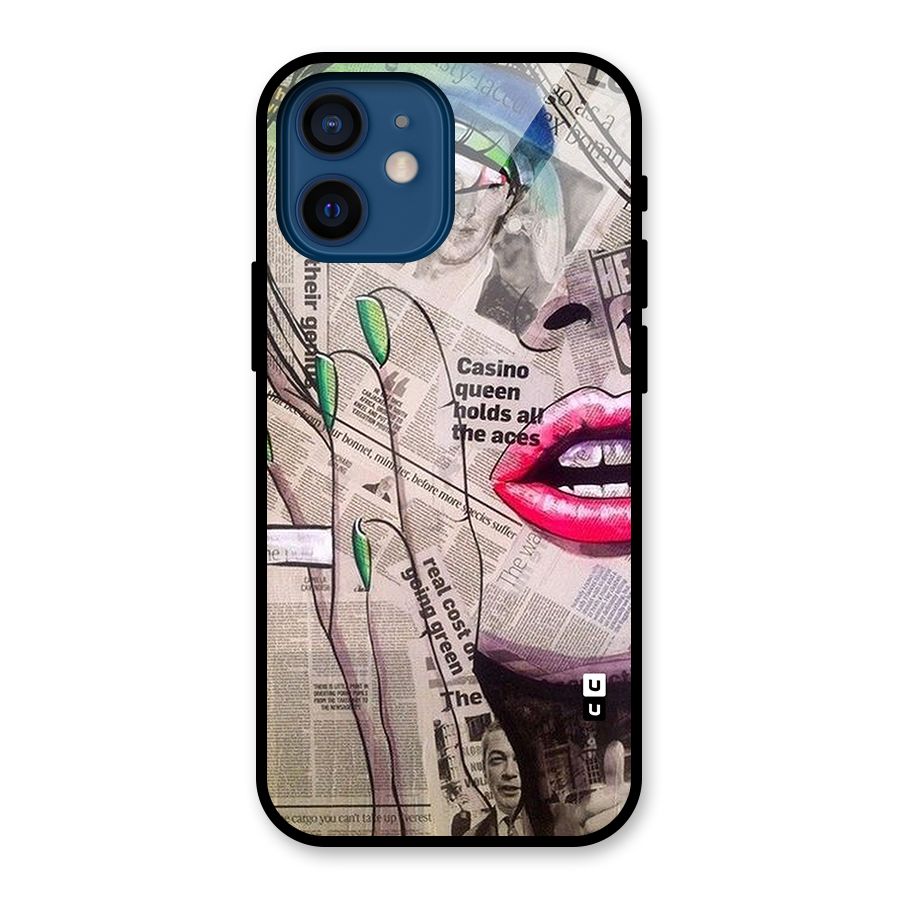 Newspaper Girl Art Glass Back Case for iPhone 12 Mini