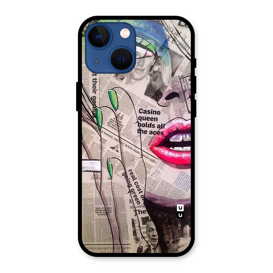 Newspaper Girl Art Glass Back Case for iPhone 13 Mini