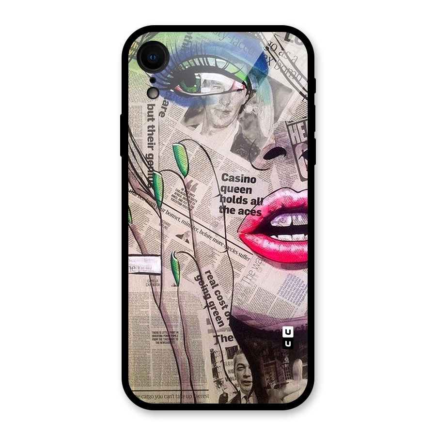 Newspaper Girl Art Glass Back Case for iPhone XR