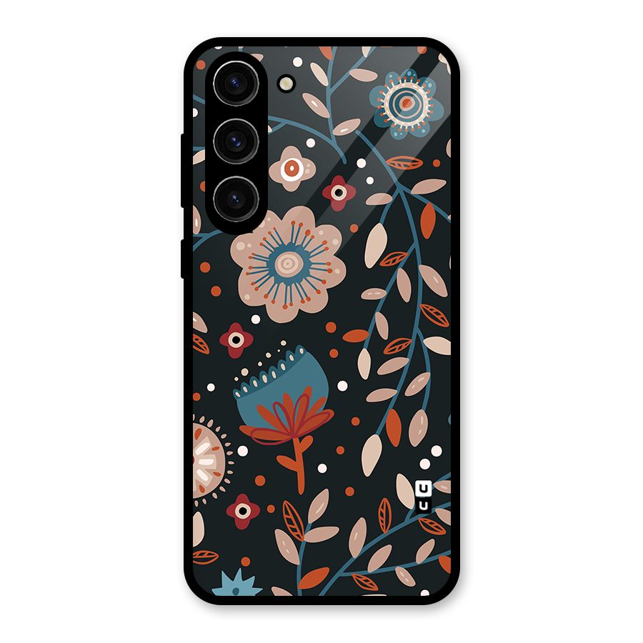 Nordic Arts Flowery Space Glass Back Case for Galaxy S23 Plus