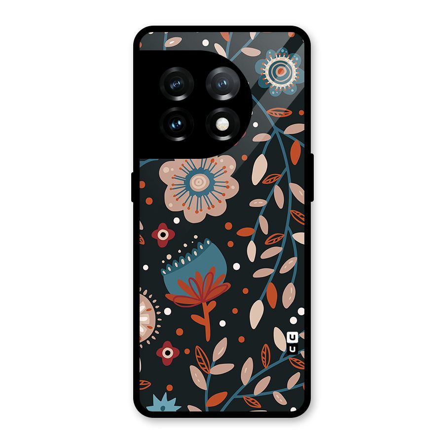 Nordic Arts Flowery Space Glass Back Case for OnePlus 11
