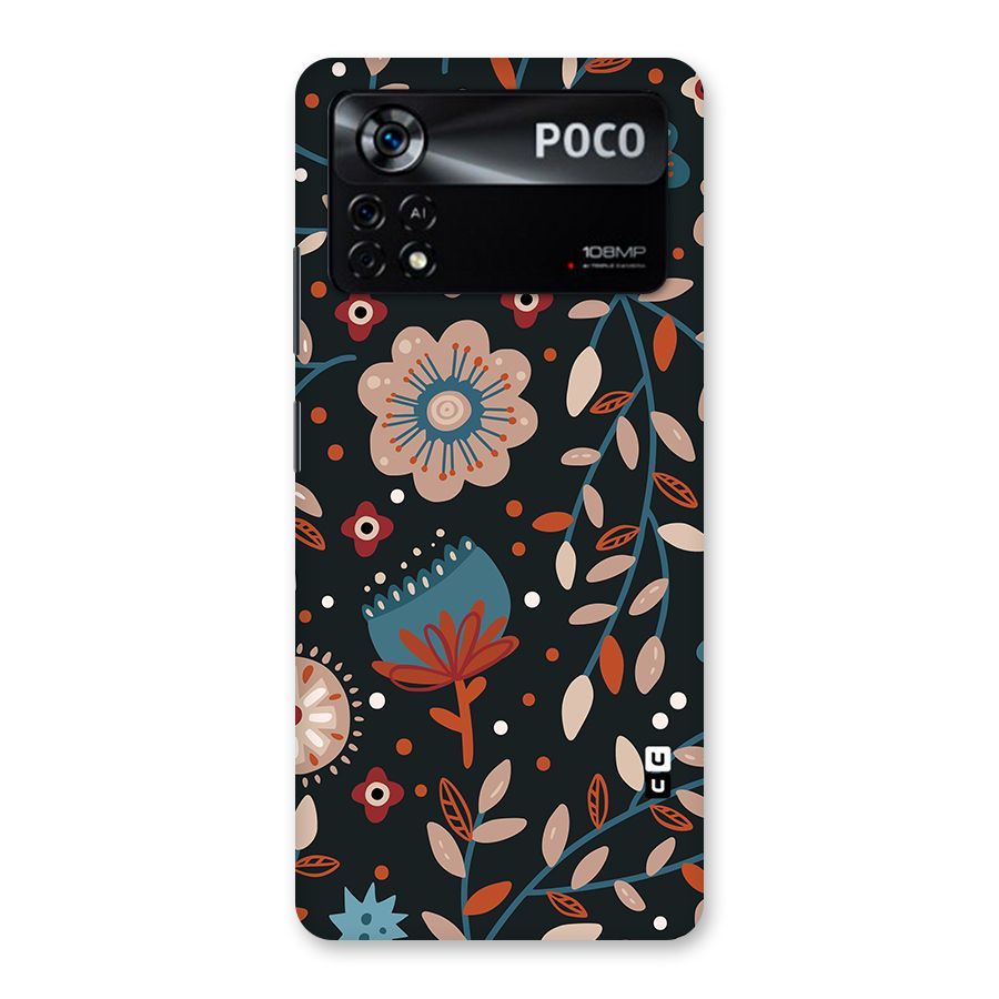Nordic Arts Flowery Space Glass Back Case for Poco X4 Pro 5G
