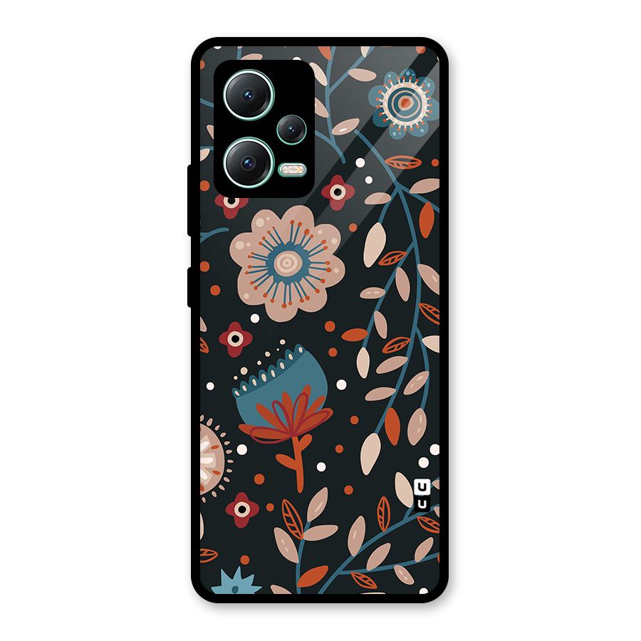 Nordic Arts Flowery Space Glass Back Case for Redmi Note 12 5G
