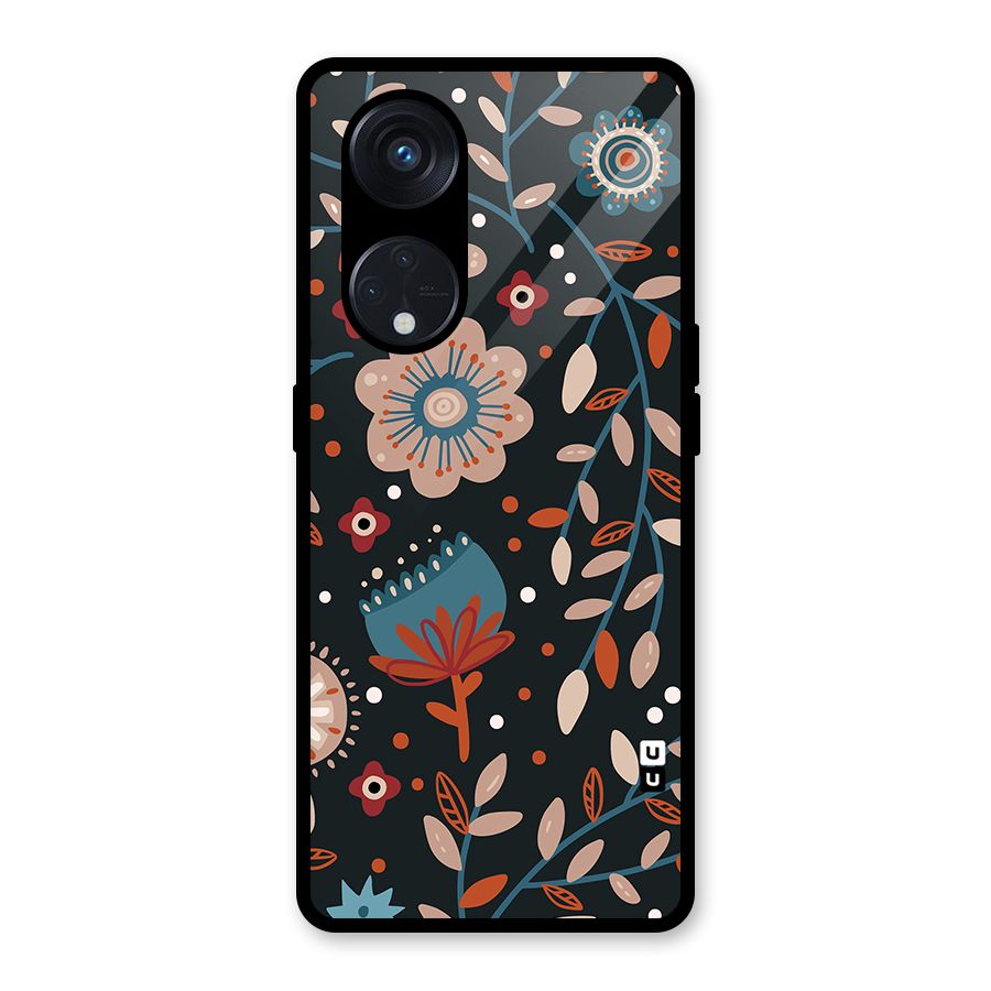 Nordic Arts Flowery Space Glass Back Case for Reno8 T 5G