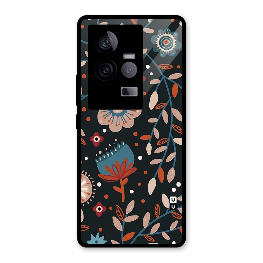 Nordic Arts Flowery Space Glass Back Case for Vivo iQOO 11 5G