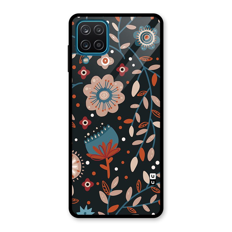 Nordic Arts Flowery Space Glass Back Case for Galaxy A12