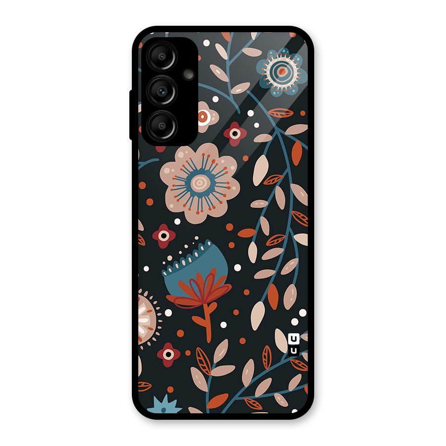 Nordic Arts Flowery Space Glass Back Case for Galaxy A14 5G