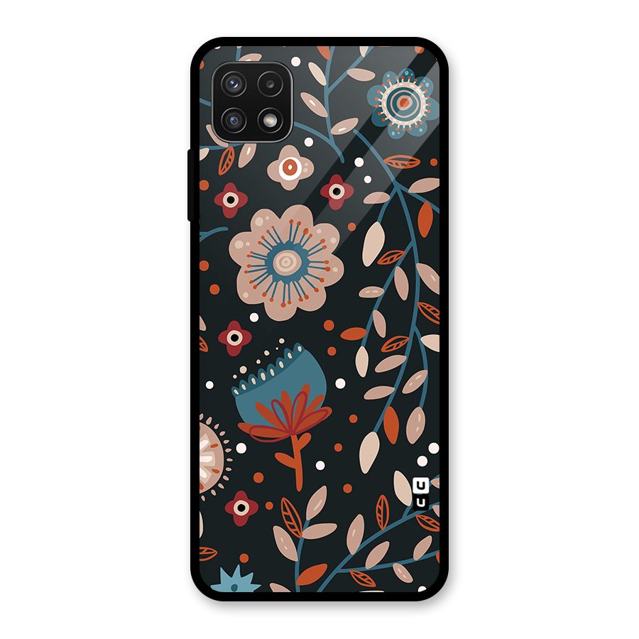 Nordic Arts Flowery Space Glass Back Case for Galaxy A22 5G