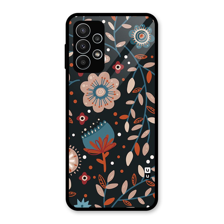 Nordic Arts Flowery Space Glass Back Case for Galaxy A23