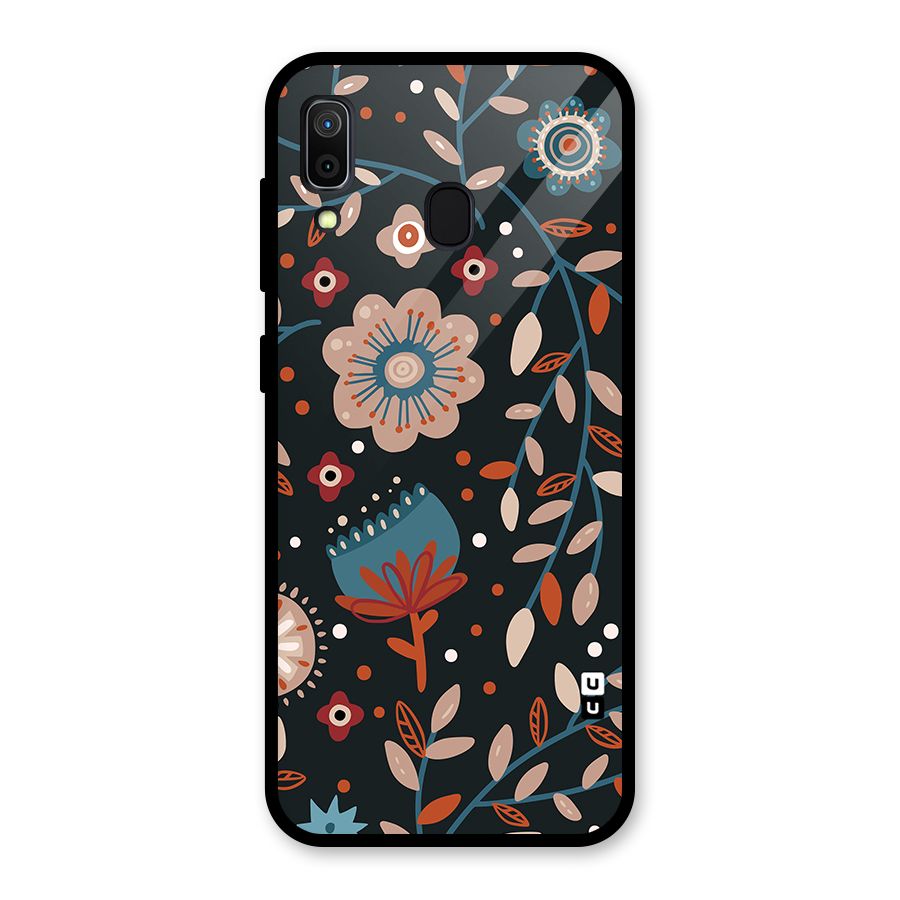 Nordic Arts Flowery Space Glass Back Case for Galaxy A30