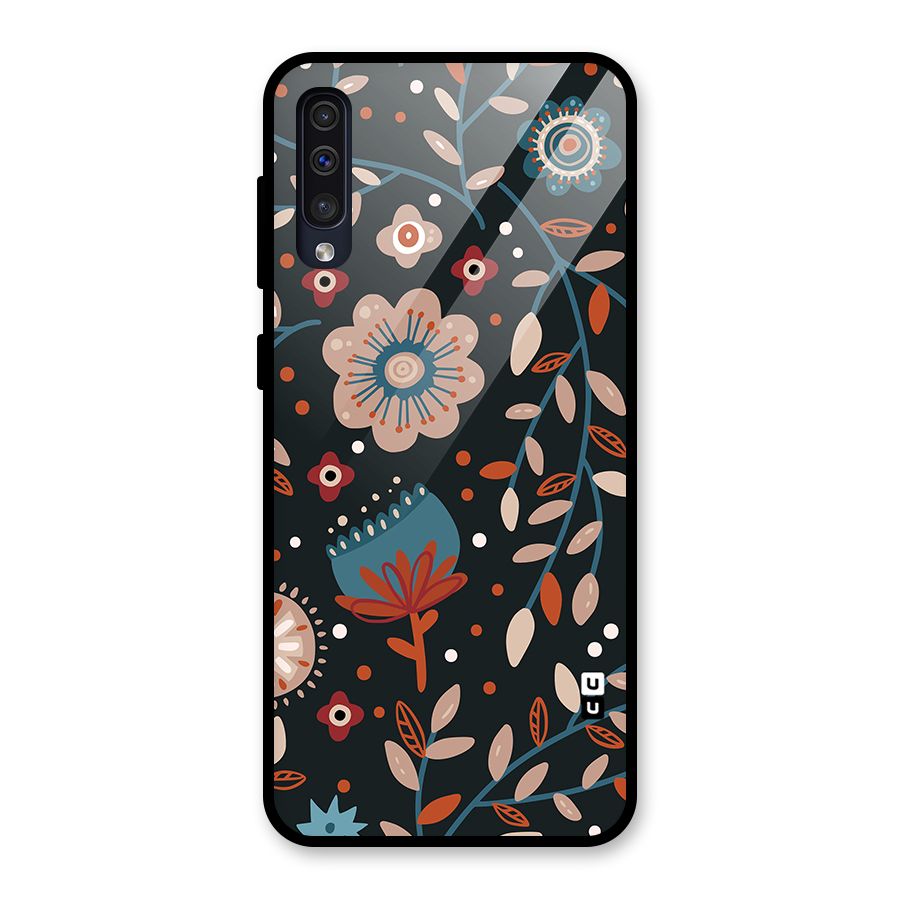 Nordic Arts Flowery Space Glass Back Case for Galaxy A30s