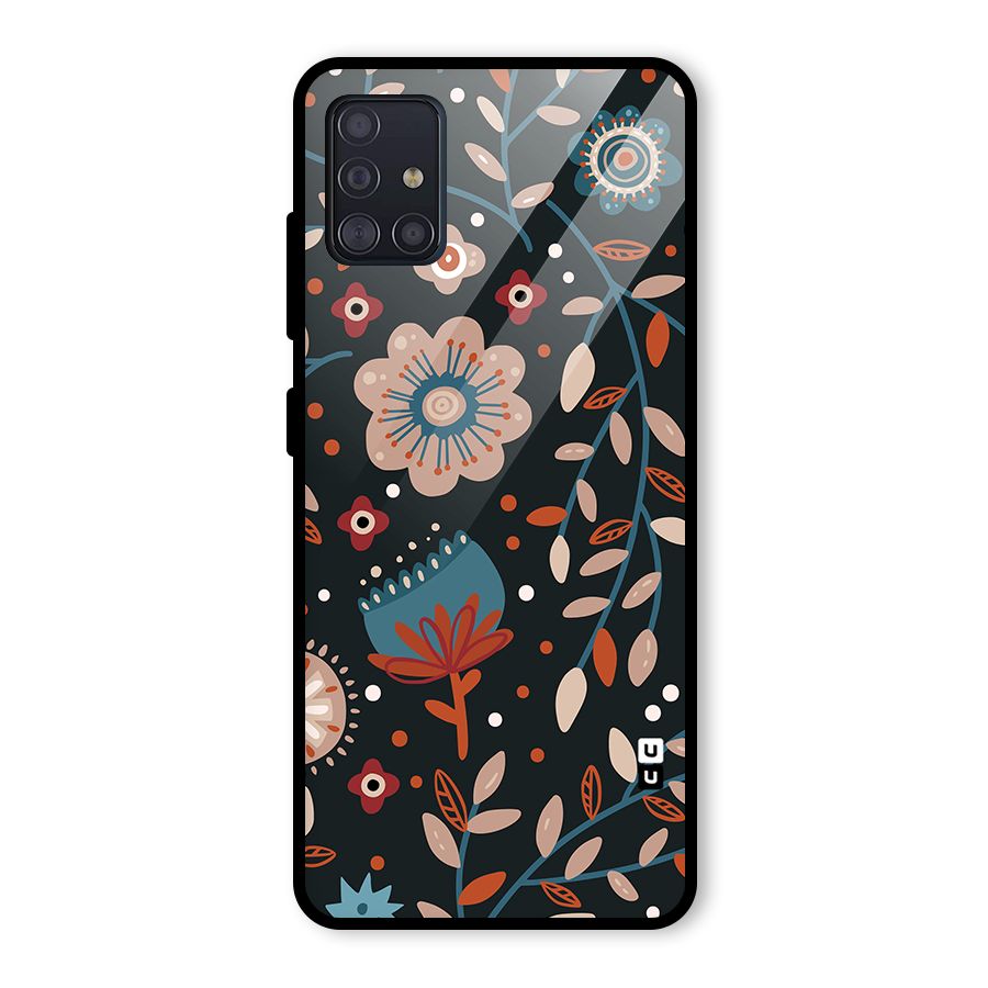 Nordic Arts Flowery Space Glass Back Case for Galaxy A51