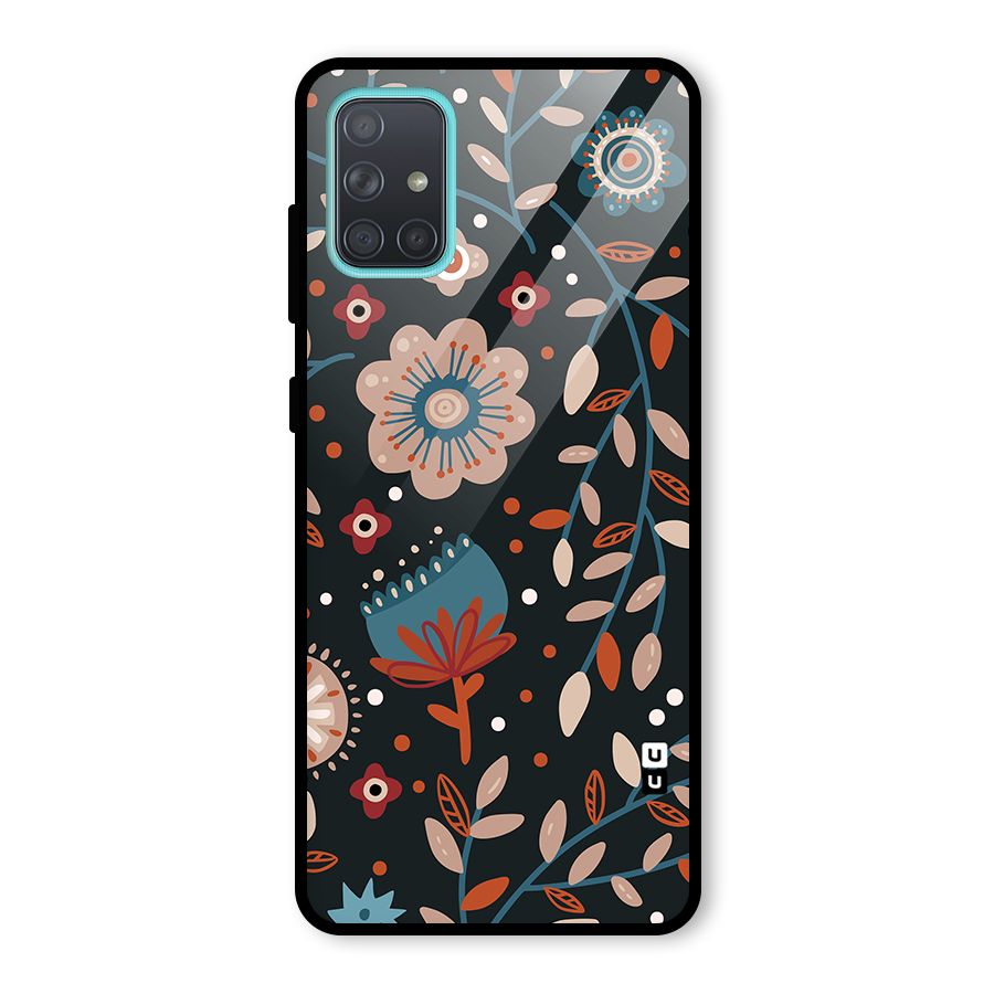 Nordic Arts Flowery Space Glass Back Case for Galaxy A71