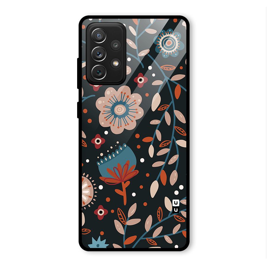 Nordic Arts Flowery Space Glass Back Case for Galaxy A72