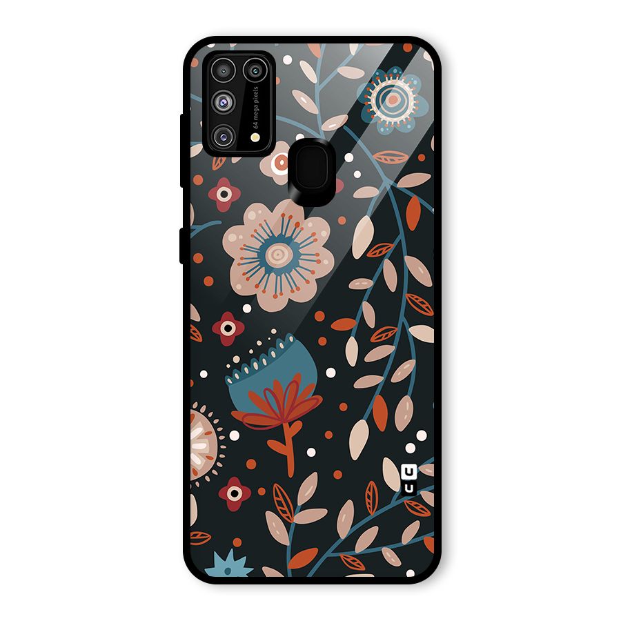 Nordic Arts Flowery Space Glass Back Case for Galaxy F41