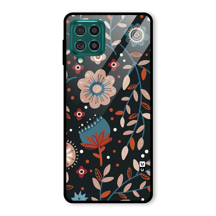 Nordic Arts Flowery Space Glass Back Case for Galaxy F62