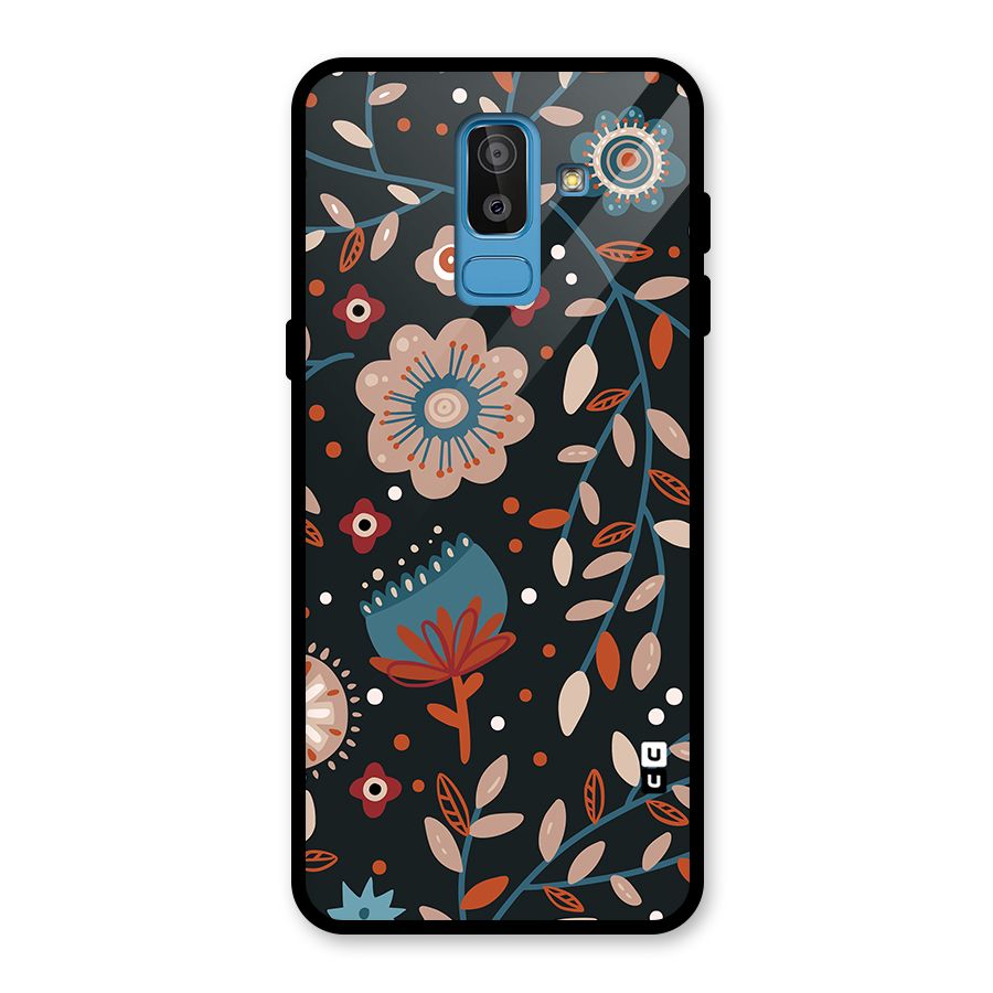 Nordic Arts Flowery Space Glass Back Case for Galaxy J8