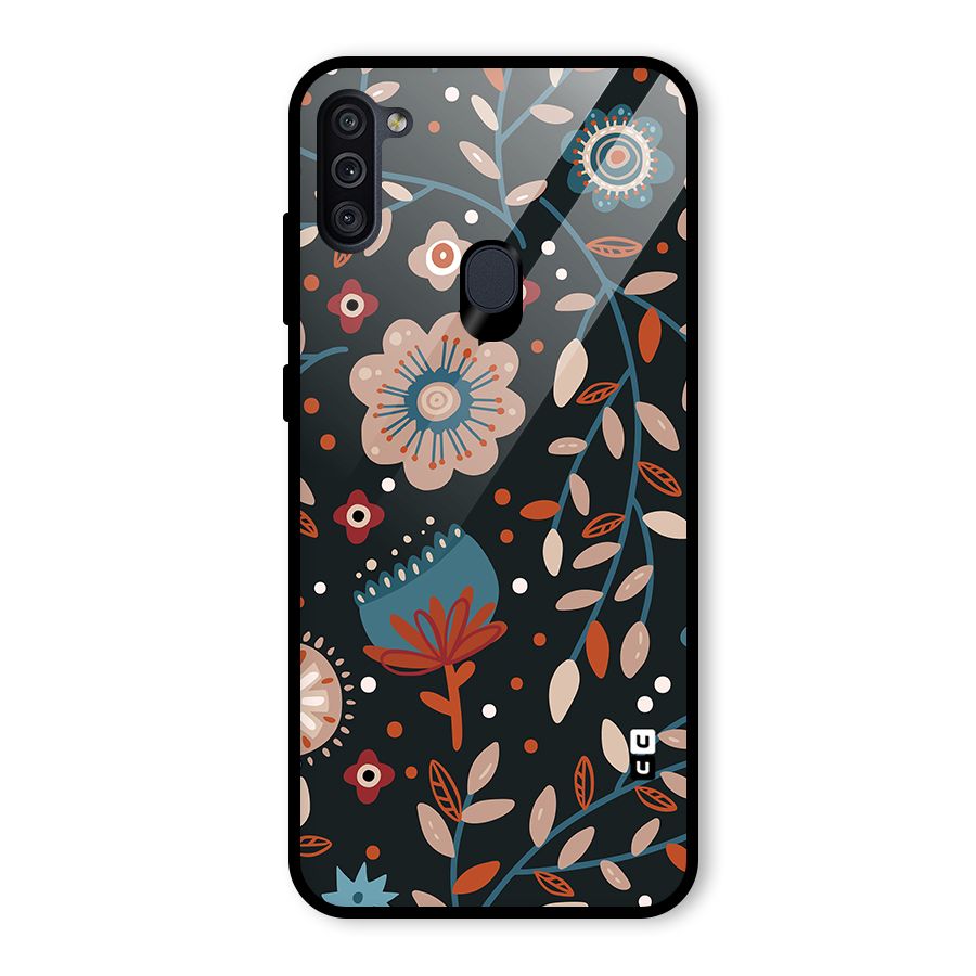 Nordic Arts Flowery Space Glass Back Case for Galaxy M11
