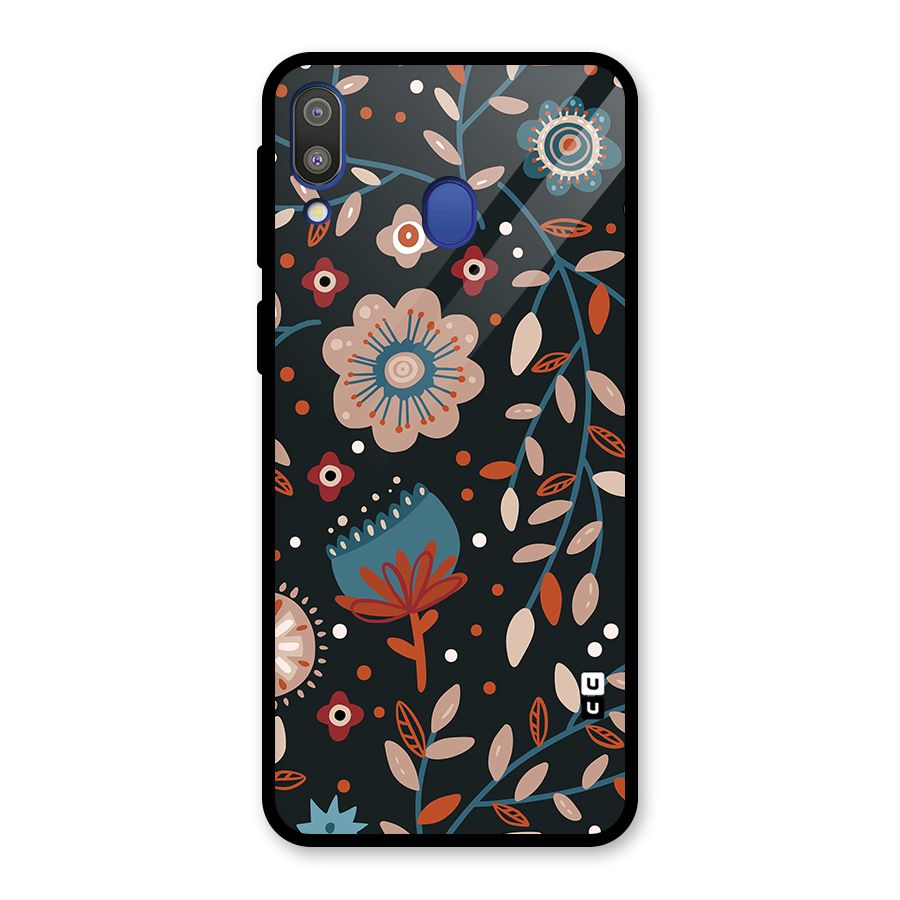 Nordic Arts Flowery Space Glass Back Case for Galaxy M20