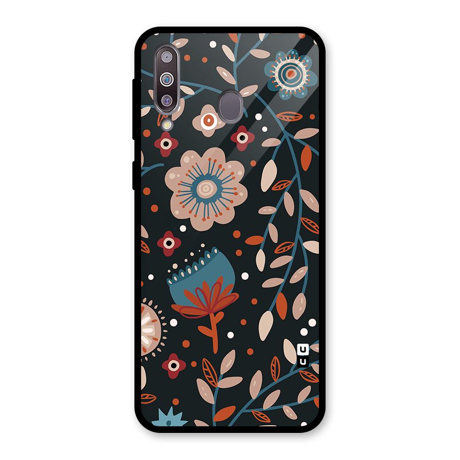 Nordic Arts Flowery Space Glass Back Case for Galaxy M30