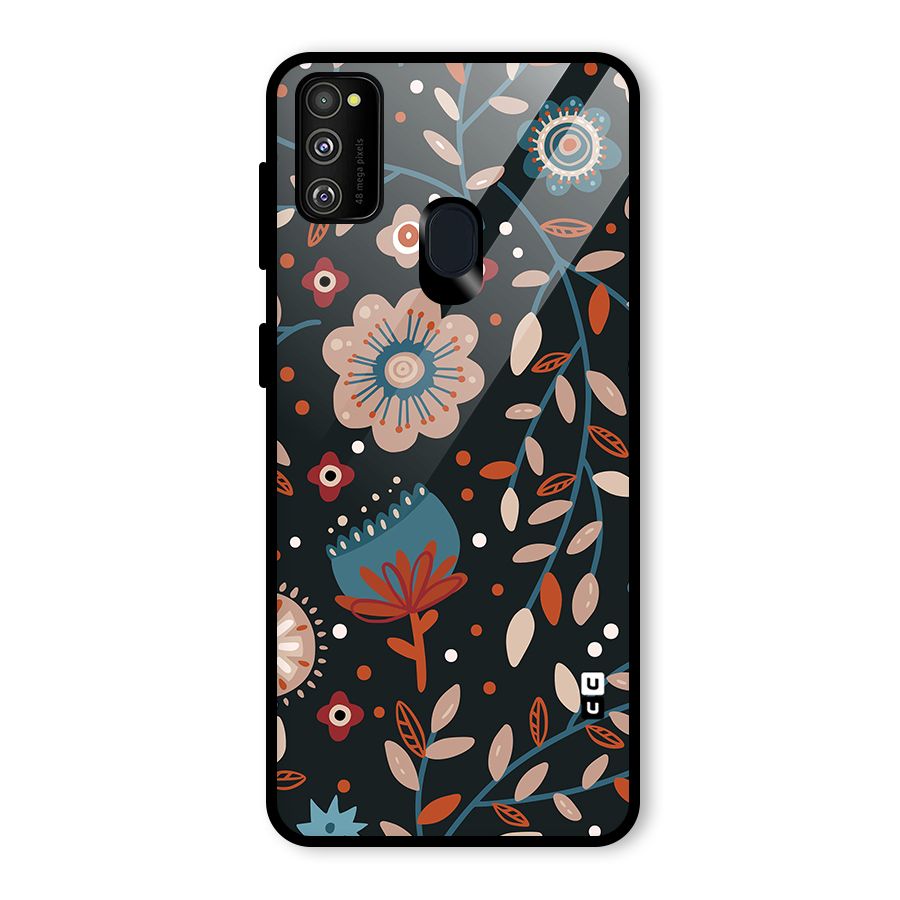 Nordic Arts Flowery Space Glass Back Case for Galaxy M30s