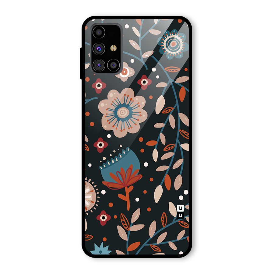 Nordic Arts Flowery Space Glass Back Case for Galaxy M31s