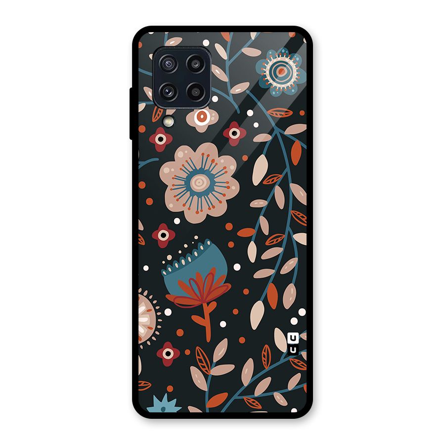 Nordic Arts Flowery Space Glass Back Case for Galaxy M32
