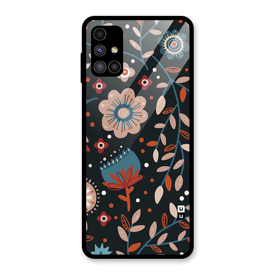 Nordic Arts Flowery Space Glass Back Case for Galaxy M51