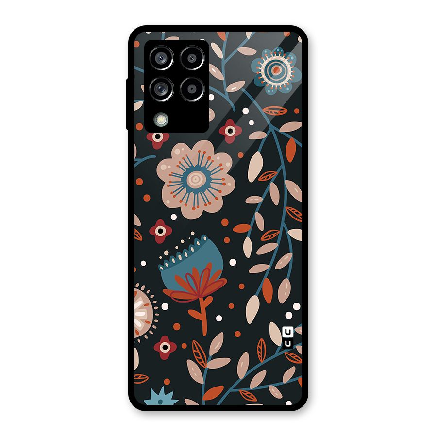 Nordic Arts Flowery Space Glass Back Case for Galaxy M53 5G