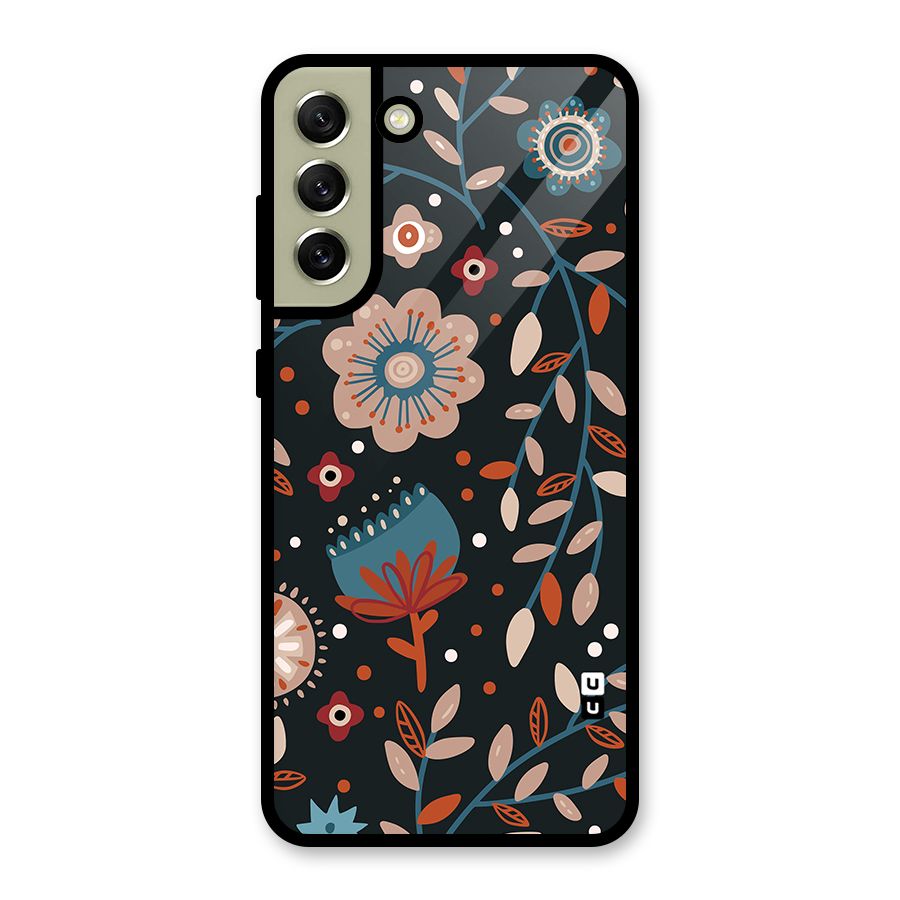 Nordic Arts Flowery Space Glass Back Case for Galaxy S21 FE 5G