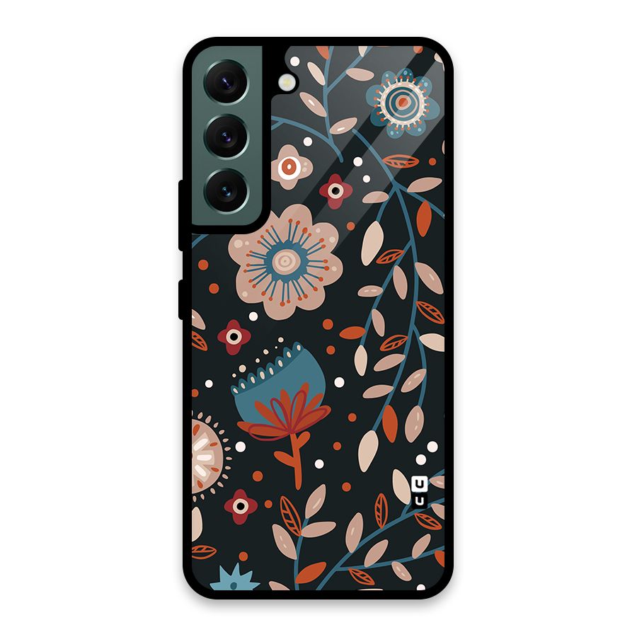 Nordic Arts Flowery Space Glass Back Case for Galaxy S22 5G