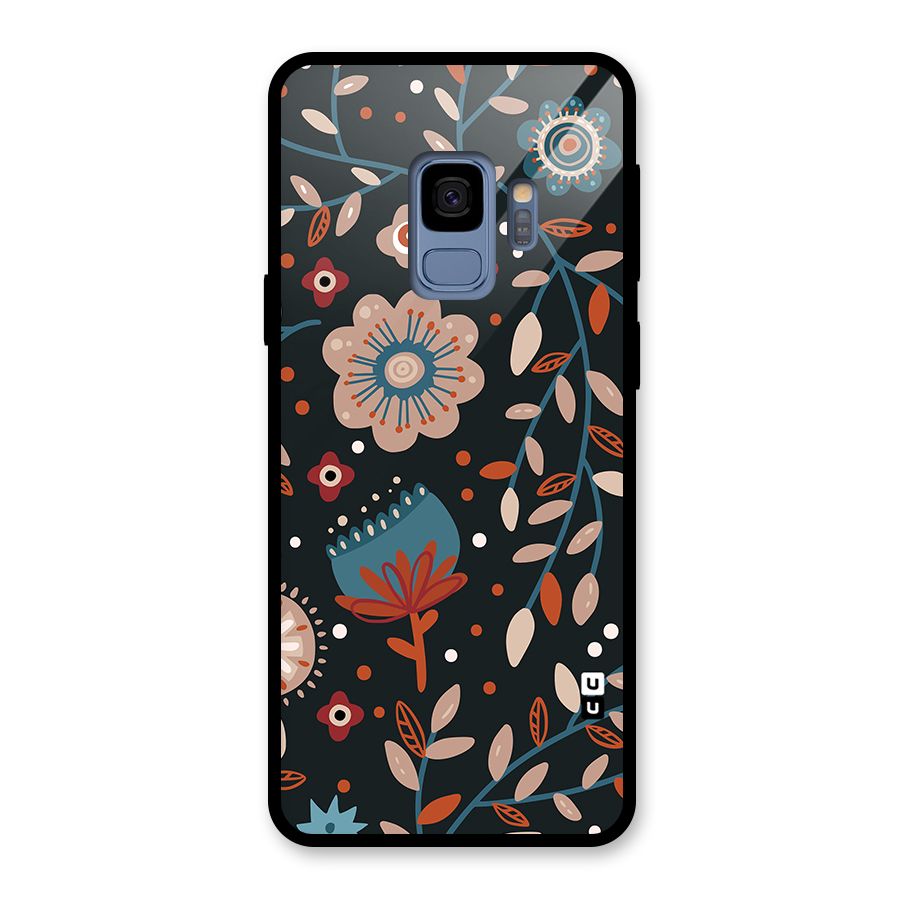 Nordic Arts Flowery Space Glass Back Case for Galaxy S9