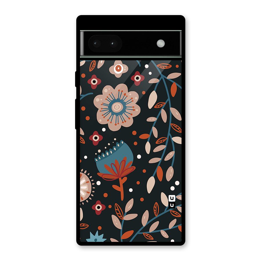 Nordic Arts Flowery Space Glass Back Case for Google Pixel 6a