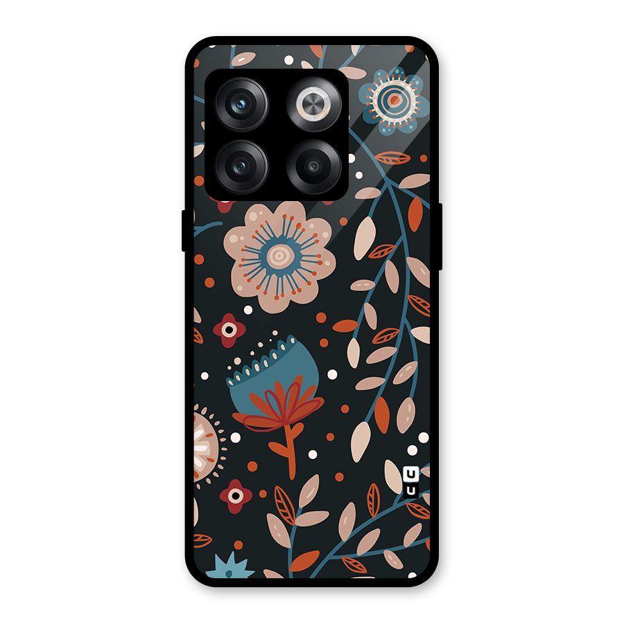 Nordic Arts Flowery Space Glass Back Case for OnePlus 10T