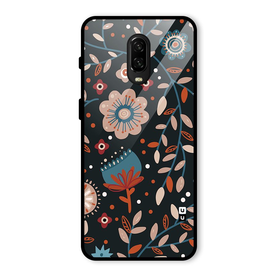 Nordic Arts Flowery Space Glass Back Case for OnePlus 6T