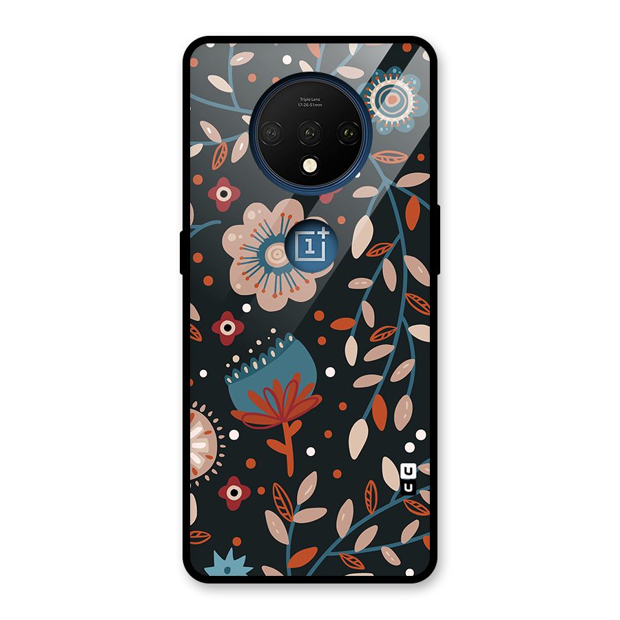 Nordic Arts Flowery Space Glass Back Case for OnePlus 7T