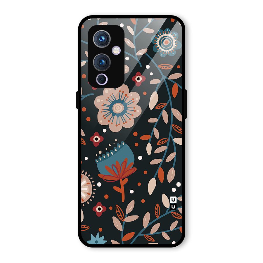 Nordic Arts Flowery Space Glass Back Case for OnePlus 9