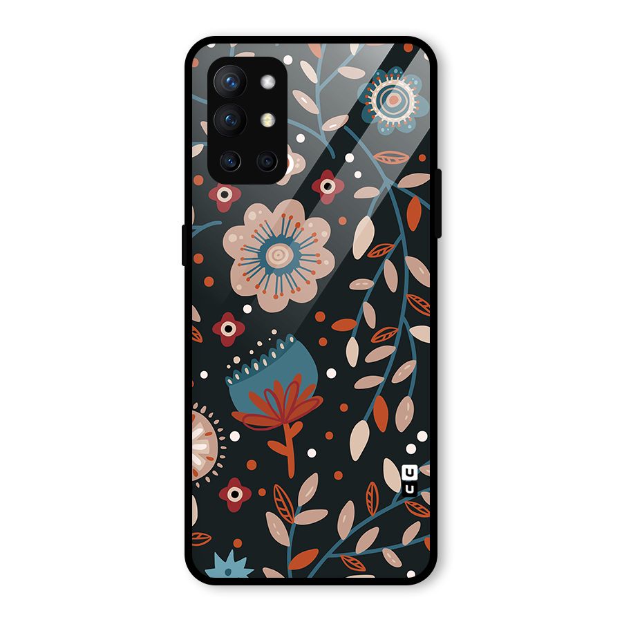Nordic Arts Flowery Space Glass Back Case for OnePlus 9R