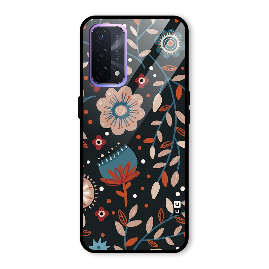 Nordic Arts Flowery Space Glass Back Case for Oppo A74 5G