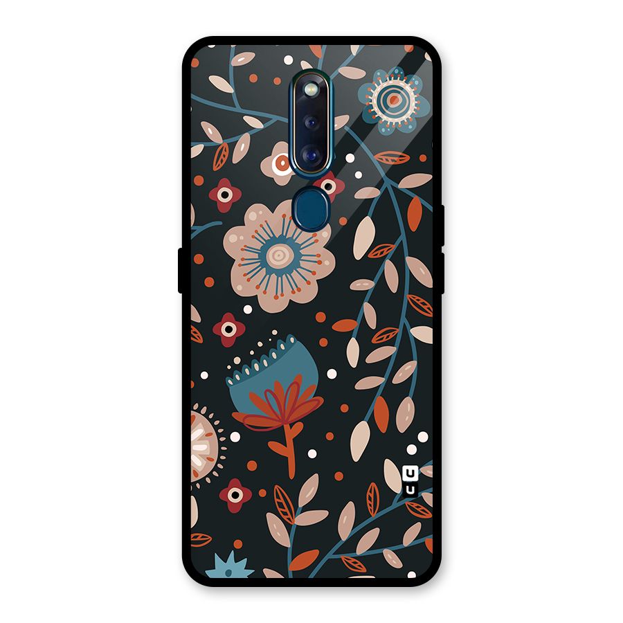 Nordic Arts Flowery Space Glass Back Case for Oppo F11 Pro
