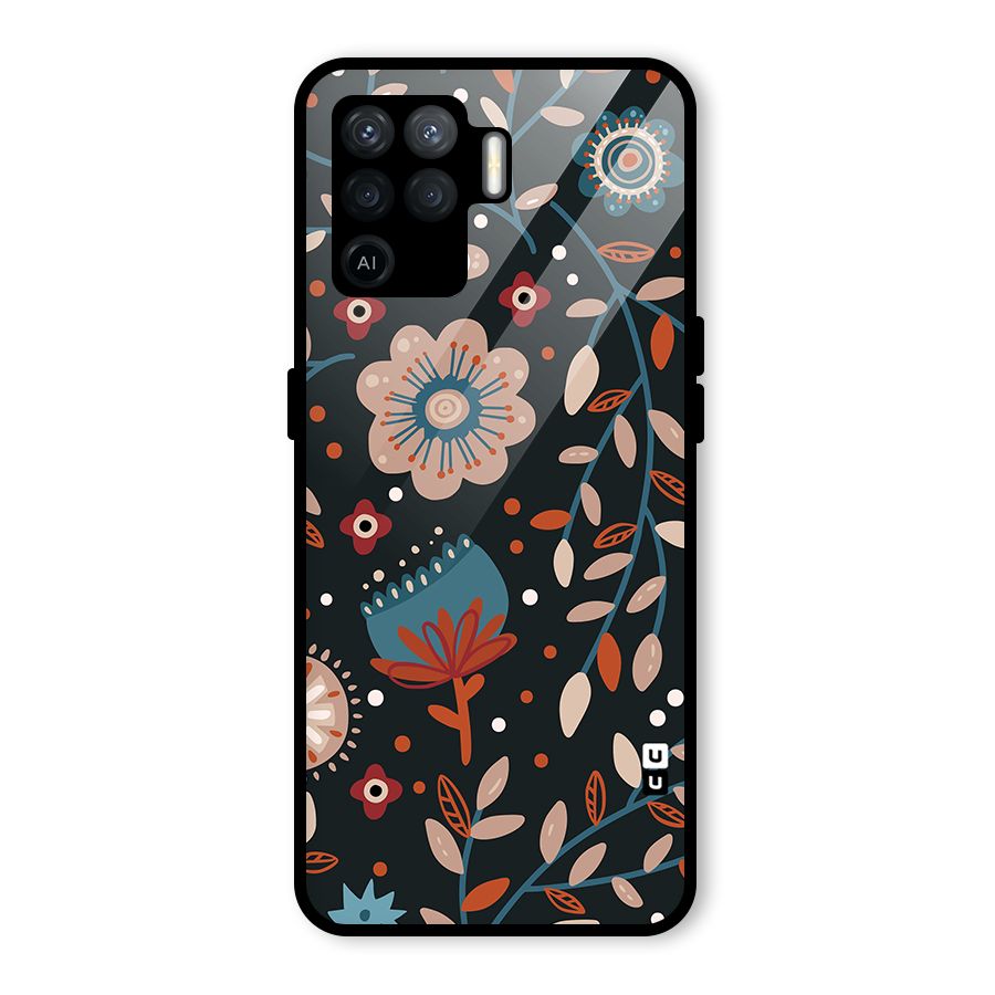Nordic Arts Flowery Space Glass Back Case for Oppo F19 Pro