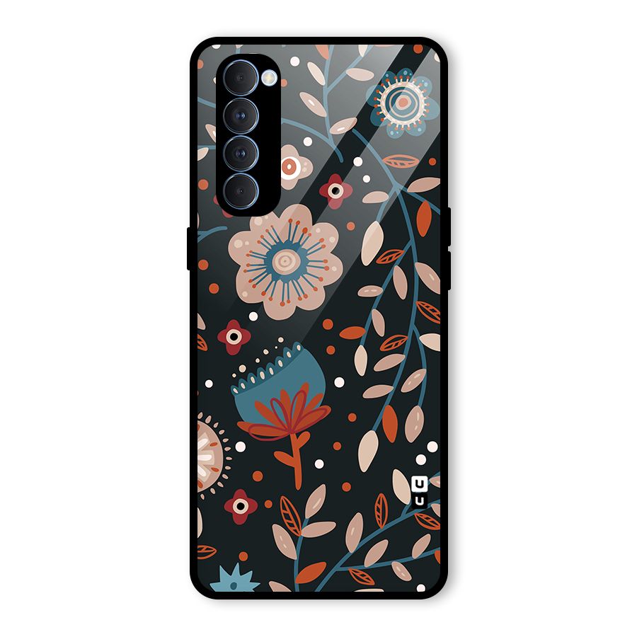 Nordic Arts Flowery Space Glass Back Case for Oppo Reno4 Pro