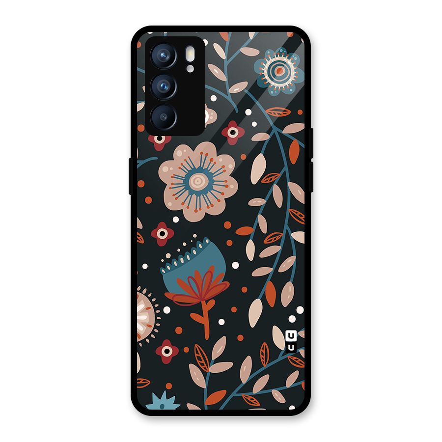 Nordic Arts Flowery Space Glass Back Case for Oppo Reno6 5G